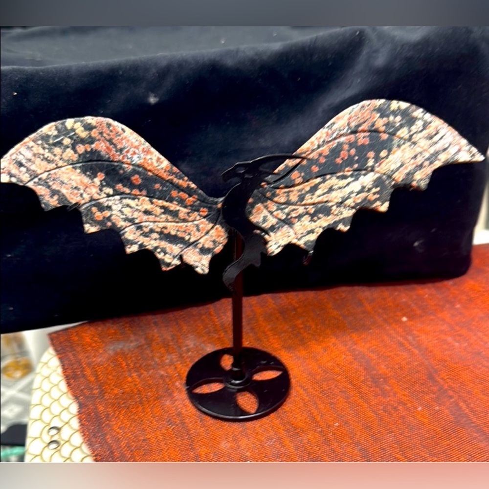 Large Rhodonite Dragon wings 9” x6”